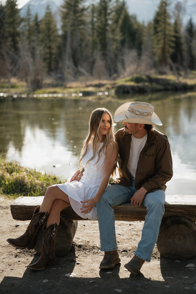 couple during their engagement session in jackson hole wyoming