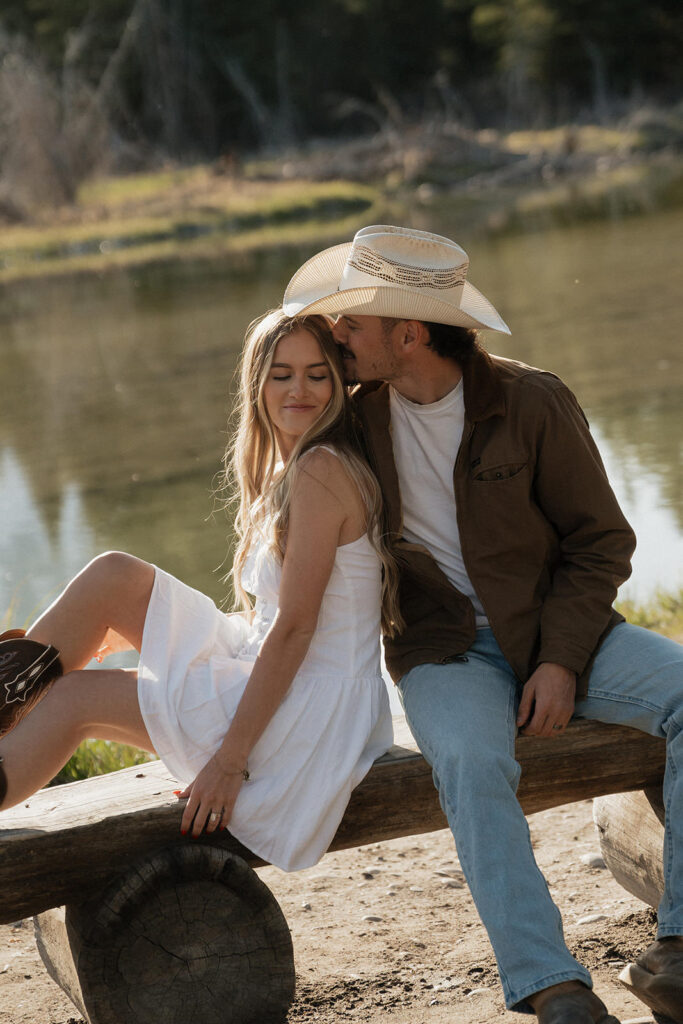 couple during their engagement session in jackson hole wyoming
